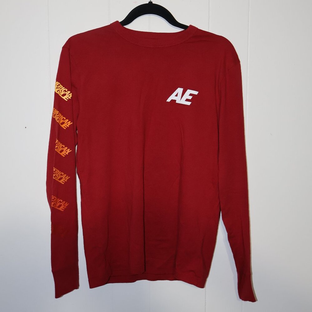 💙 2 for $20 💙 American Eagle Long Sleeve Graphic Tee – Red AE Logo (Men’s XS)